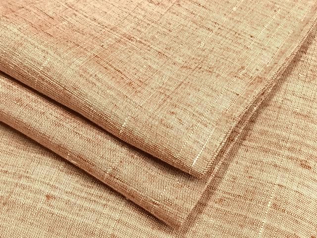 平和屋着物▽上質な紬 単衣 色無地 水柿色 正絹 逸品 未使用 AAAV2770fy