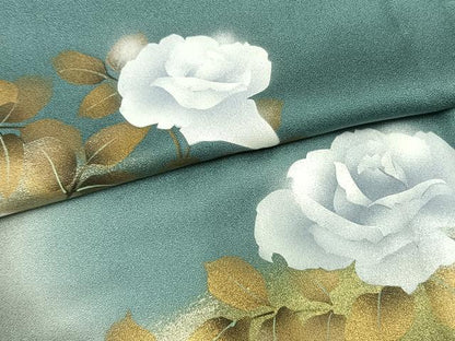 平和屋着物▽訪問着 単衣 草花文 暈し染め 金彩 正絹 逸品 AAAV2772fy