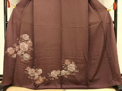 平和屋着物▽訪問着 単衣 雪輪草花文 正絹 逸品 AAAV2773fy
