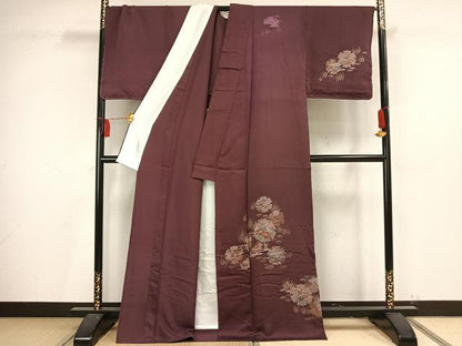 平和屋着物▽訪問着 単衣 雪輪草花文 正絹 逸品 AAAV2773fy