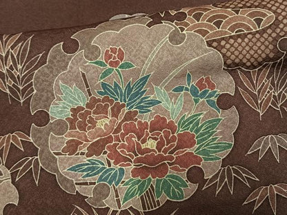 平和屋着物▽訪問着 単衣 雪輪草花文 正絹 逸品 AAAV2773fy