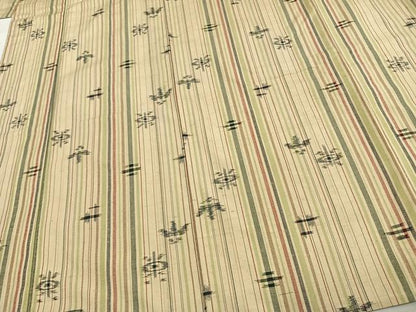 平和屋着物▽上質な紬 単衣 花絣 正絹 逸品 AAAV2774fy