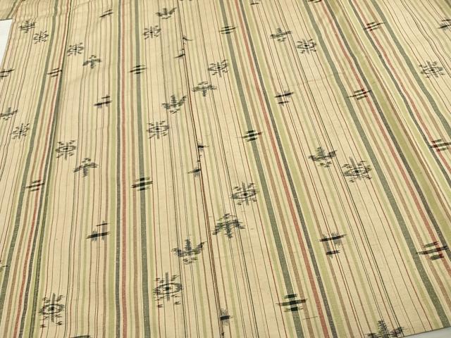 平和屋着物▽上質な紬 単衣 花絣 正絹 逸品 AAAV2774fy
