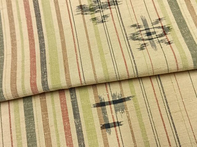 平和屋着物▽上質な紬 単衣 花絣 正絹 逸品 AAAV2774fy