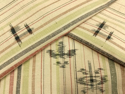 平和屋着物▽上質な紬 単衣 花絣 正絹 逸品 AAAV2774fy