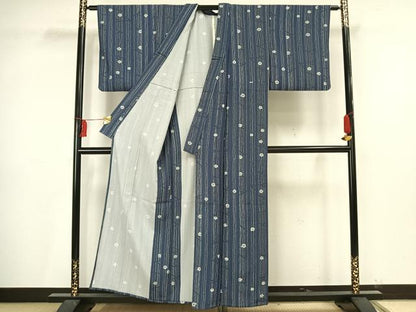 平和屋着物▽小紋 単衣 舞花文 洗える着物 AAAV2776fy