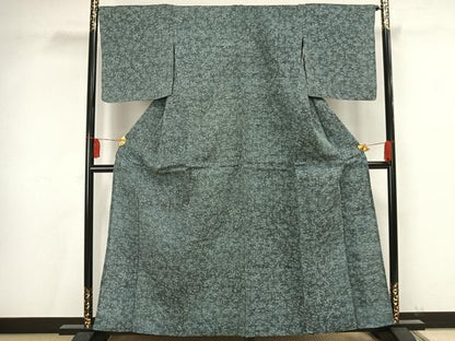 平和屋着物▽上質な紬 単衣 ちぢみ織 草花文 正絹 逸品 未使用 AAAV2779fy