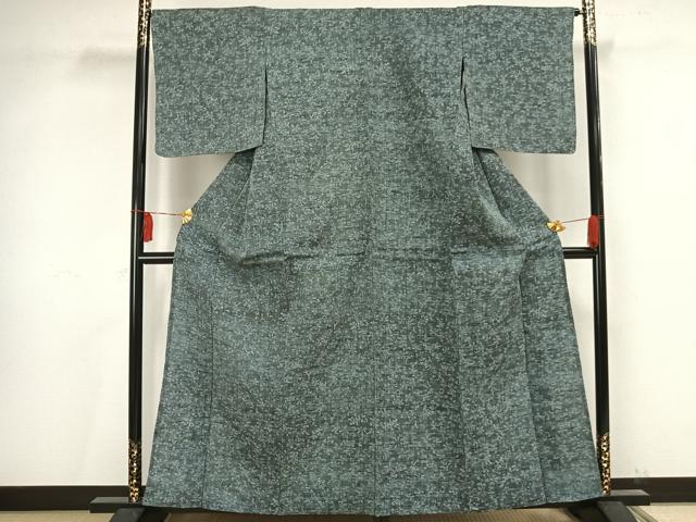 平和屋着物▽上質な紬 単衣 ちぢみ織 草花文 正絹 逸品 未使用 AAAV2779fy