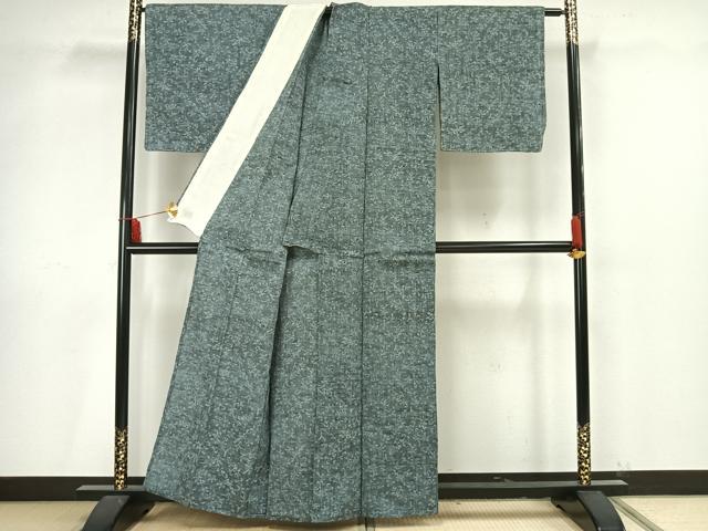 平和屋着物▽上質な紬 単衣 ちぢみ織 草花文 正絹 逸品 未使用 AAAV2779fy