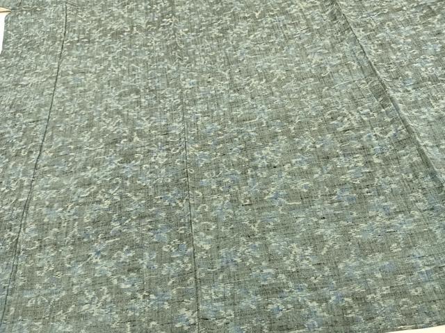 平和屋着物▽上質な紬 単衣 ちぢみ織 草花文 正絹 逸品 未使用 AAAV2779fy