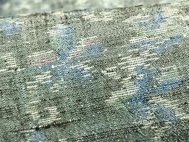 平和屋着物▽上質な紬 単衣 ちぢみ織 草花文 正絹 逸品 未使用 AAAV2779fy