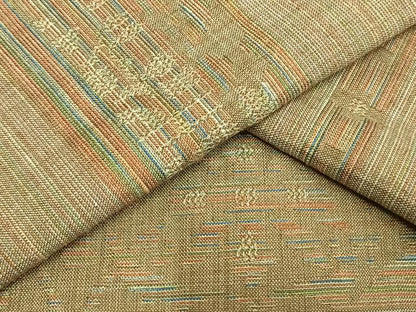 平和屋着物▽上質な紬 単衣 横段文 正絹 逸品 AAAV2781fy