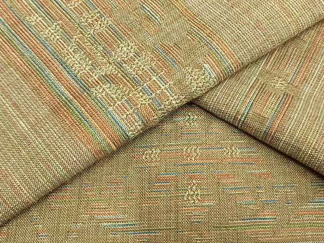 平和屋着物▽上質な紬 単衣 横段文 正絹 逸品 AAAV2781fy