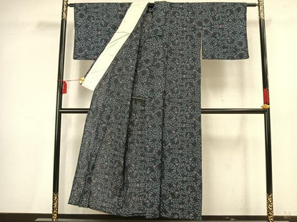 平和屋着物▽小紋 単衣 草花文 AAAV2784fy