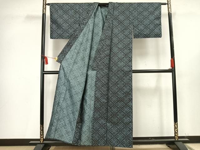 平和屋着物▽小紋 単衣 菱花文 未使用 AAAV2786fy