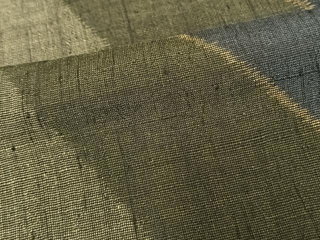 平和屋着物▽結城ちぢみ　単衣　斜縞　正絹　逸品　AAAV2787fy