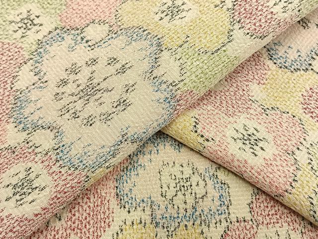 平和屋着物▽お召 単衣 花尽くし 正絹 逸品 AAAV2791fy