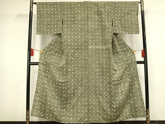 平和屋着物▽上質な紬 単衣 矢羽文 正絹 逸品 AAAV2794fy