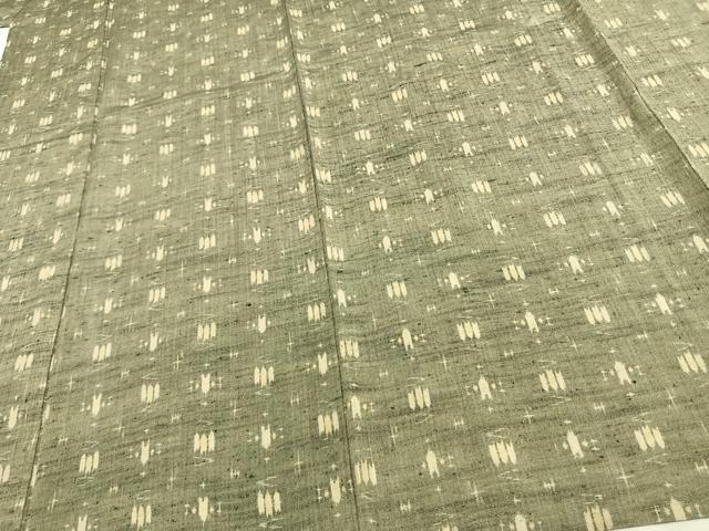 平和屋着物▽上質な紬 単衣 矢羽文 正絹 逸品 AAAV2794fy