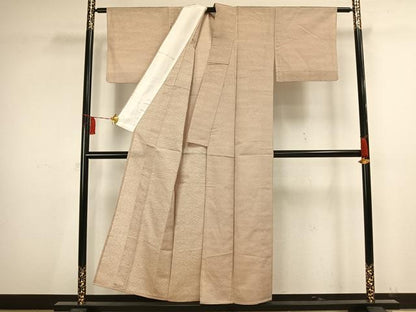 平和屋着物▽お召 単衣 よろけ縞 正絹 逸品 AAAV2795fy
