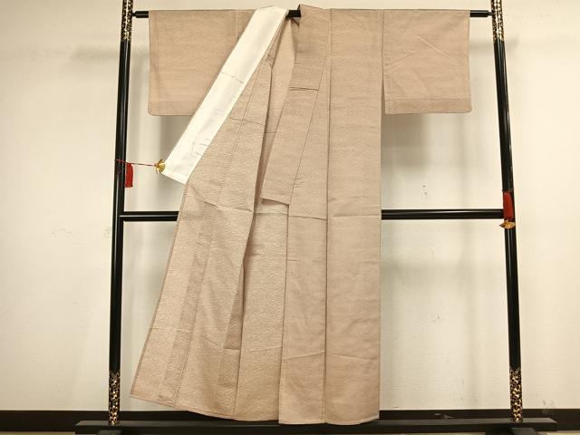 平和屋着物▽お召 単衣 よろけ縞 正絹 逸品 AAAV2795fy