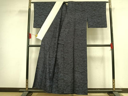 平和屋着物▽結城紬 単衣 風景樹林文 正絹 逸品 AAAV2798fy