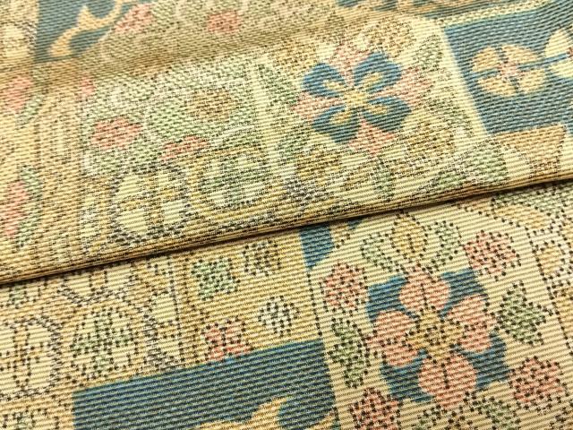平和屋着物▽上質な紬 単衣 亀甲花文 正絹 逸品 未使用 AAAV2800fy