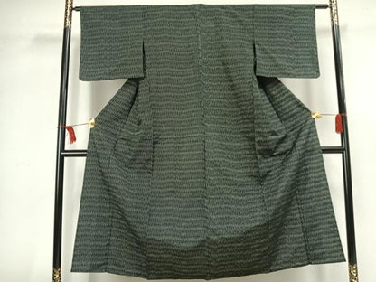 平和屋着物▽上質な紬　単衣　立涌文　正絹　逸品　AAAV2801fy