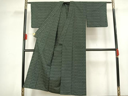 平和屋着物▽上質な紬　単衣　立涌文　正絹　逸品　AAAV2801fy