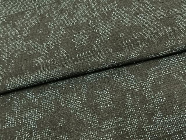 平和屋着物▽結城紬 単衣 100亀甲 色紙草花文 正絹 逸品 未使用 AAAV2802fy