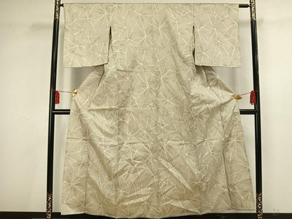 平和屋着物▽上質な紬 単衣 幾何学文 正絹 逸品 AAAV2803fy