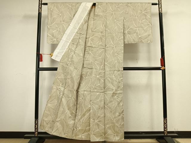 平和屋着物▽上質な紬 単衣 幾何学文 正絹 逸品 AAAV2803fy