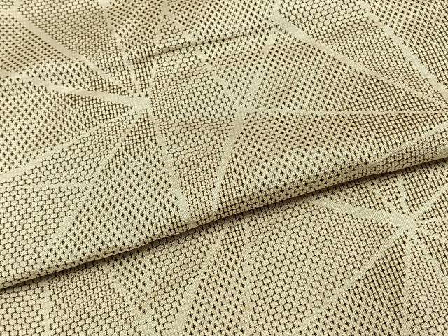平和屋着物▽上質な紬 単衣 幾何学文 正絹 逸品 AAAV2803fy