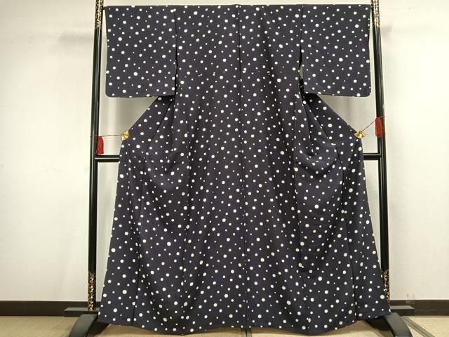 平和屋着物▽上質な小紋 単衣 水玉文 正絹 逸品 AAAV2806fy