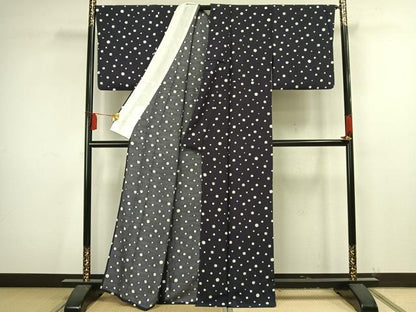 平和屋着物▽上質な小紋 単衣 水玉文 正絹 逸品 AAAV2806fy