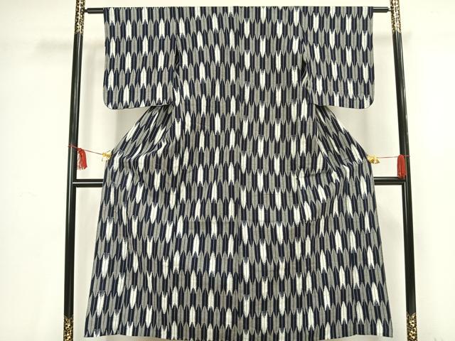 平和屋着物▽上質な紬 単衣 矢羽文 綿 逸品 AAAV2811fy