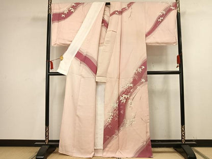 平和屋着物▽訪問着 単衣 友禅 作家物 手描き 枝葉文 正絹 逸品 AAAV2813fy
