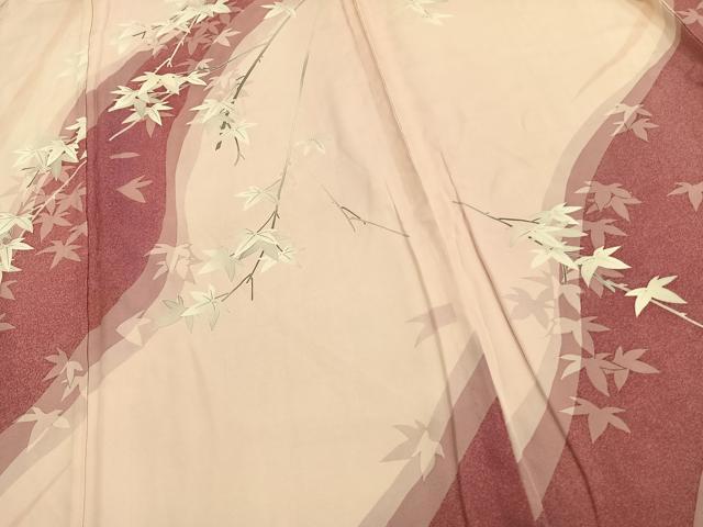 平和屋着物▽訪問着 単衣 友禅 作家物 手描き 枝葉文 正絹 逸品 AAAV2813fy