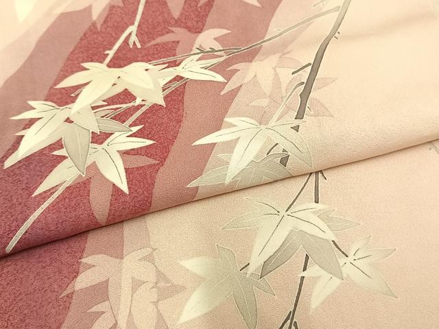 平和屋着物▽訪問着 単衣 友禅 作家物 手描き 枝葉文 正絹 逸品 AAAV2813fy