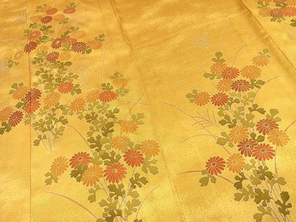 平和屋着物▽訪問着 単衣 草花文 金糸 正絹 逸品 未使用 AAAV2815fy