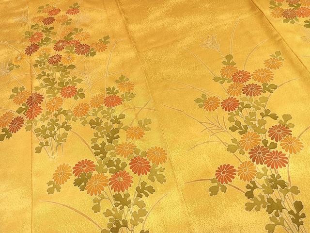 平和屋着物▽訪問着 単衣 草花文 金糸 正絹 逸品 未使用 AAAV2815fy