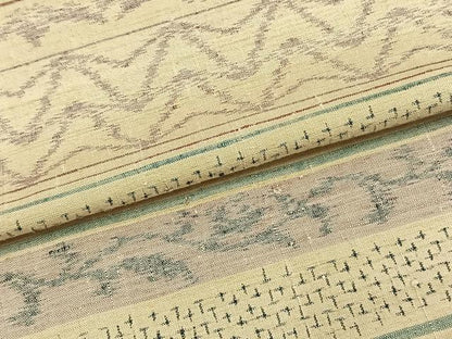 平和屋着物▽上質な紬 単衣 横段文 正絹 逸品 AAAV2818fy