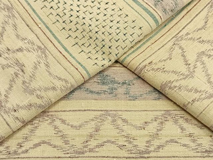 平和屋着物▽上質な紬 単衣 横段文 正絹 逸品 AAAV2818fy