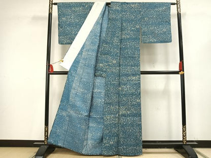 平和屋着物▽上質な紬 単衣 霞文 正絹 逸品 AAAV2819fy