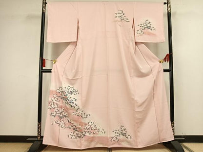 平和屋着物▽訪問着 単衣 草花文 暈し染め 金彩 正絹 逸品 未使用 AAAV2820fy