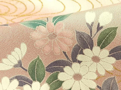 平和屋着物▽訪問着 単衣 草花文 暈し染め 金彩 正絹 逸品 未使用 AAAV2820fy