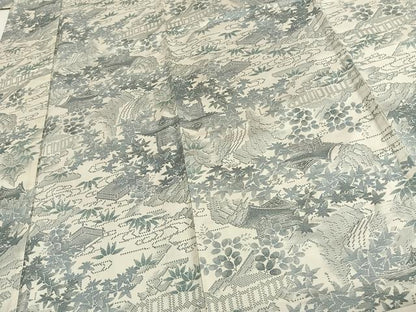 平和屋着物▽本場染大島紬 単衣 風景草木文 正絹 逸品 AAAV2821fy