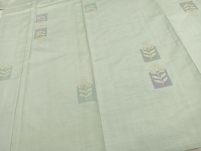 平和屋着物▽上質な紬 単衣 色紙草花文 正絹 逸品 未使用 AAAV2823fy
