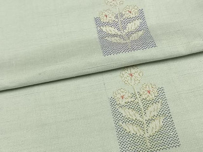 平和屋着物▽上質な紬 単衣 色紙草花文 正絹 逸品 未使用 AAAV2823fy