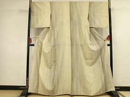 平和屋着物▽本塩沢 やまだ織 200色 単衣 縞 さが美扱い 正絹 逸品 AAAV2824fy